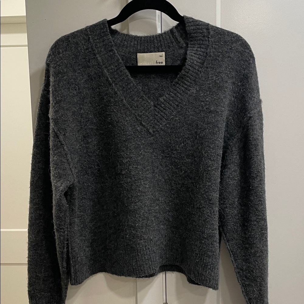 Aritzia Charcoal V-Neck Sweater